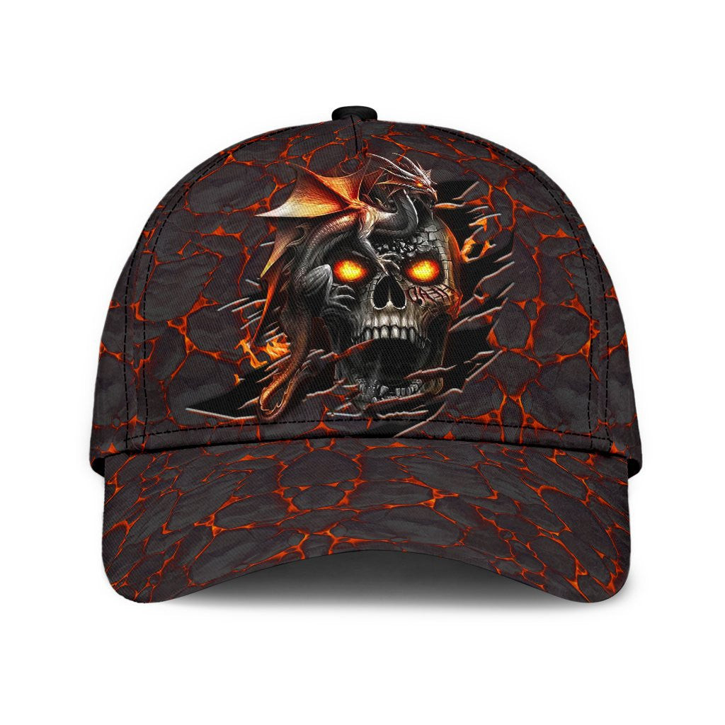 Adeenyc Skull Gifts Skull Dragon Fire Classic Cap Trucker Hats Custom Hats Gifts For Men & Women