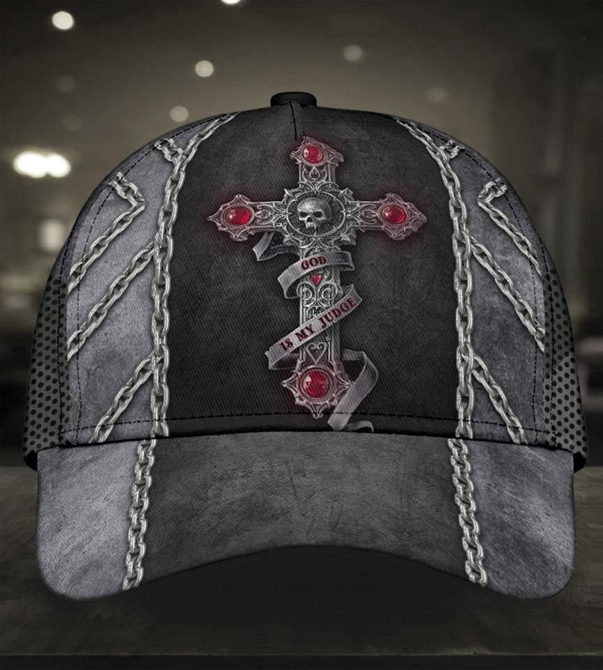 Adeenyc Skull Gifts Skull God Is My Judge Classic Cap Trucker Hats Custom Hats Gifts For Men & Women