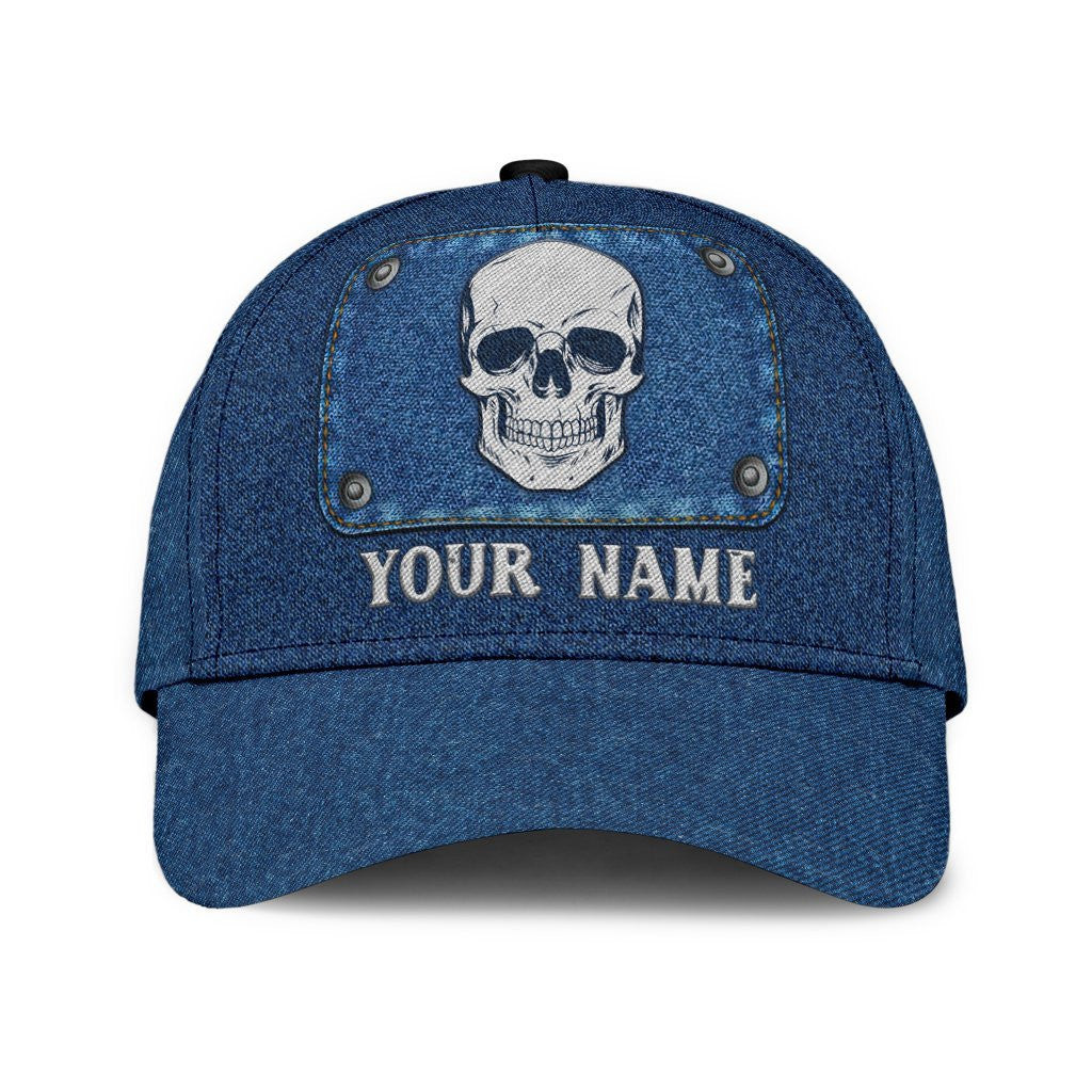 Adeenyc Skull Gifts Skull Jean Style Classic Cap Personalized Name Trucker Hats Custom Hats Gifts For Men & Women