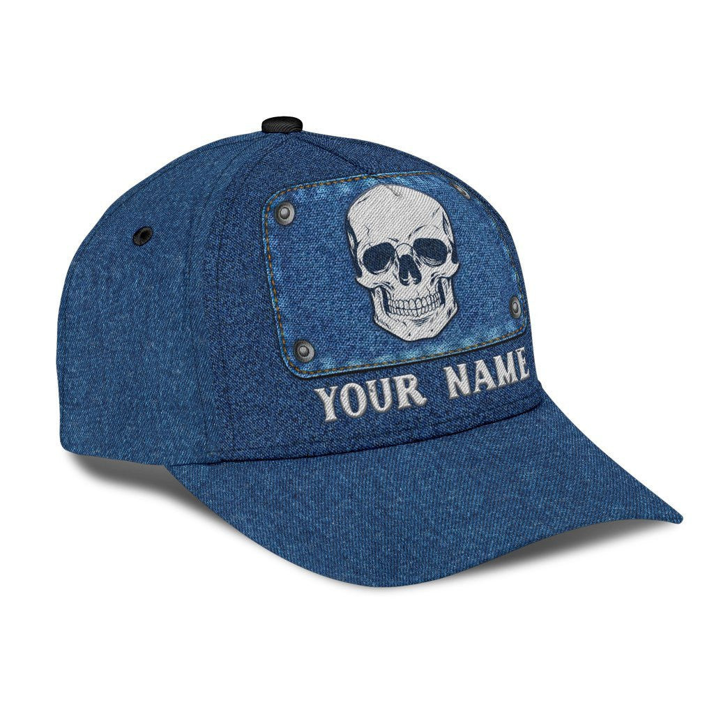 Adeenyc Skull Gifts Skull Jean Style Classic Cap Personalized Name Trucker Hats Custom Hats Gifts For Men & Women