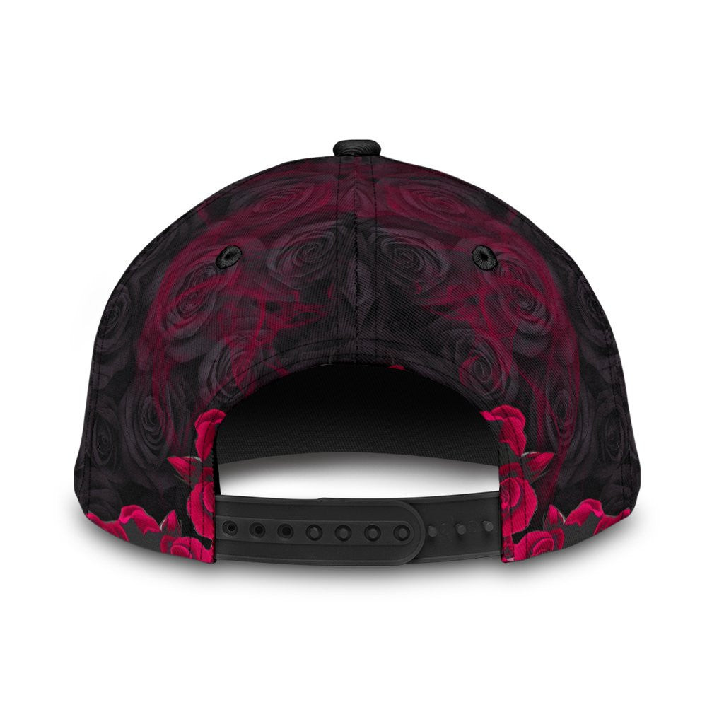 Adeenyc Skull Gifts Skull With Roses Faith Hope Love Classic Cap Trucker Hats Custom Hats Gifts For Men & Women
