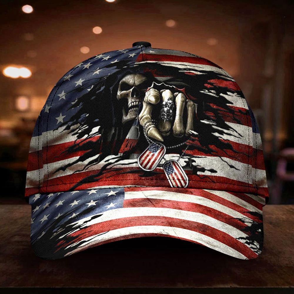 Adeenyc Skull Inside American Flag Vintage Hat Patriotic Unique Skull Cap For Men Gift Trucker Hats Custom Hats Gifts For Men & Women