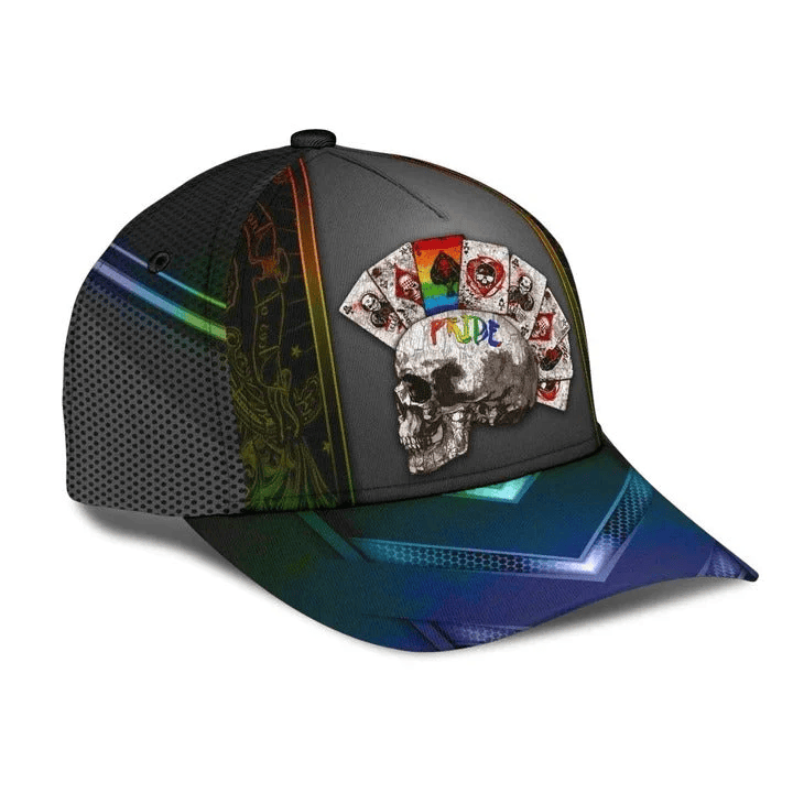 Adeenyc Skull Lgbt Pride Cards All Over Printing Baseball Cap Hat Lgbt Accessories Trucker Hats Custom Hats Gifts For Men & Women