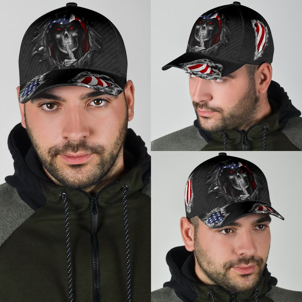 Adeenyc Skull Us Flag Jean Torn Classic Cap Trucker Hats Custom Hats Gifts For Men & Women