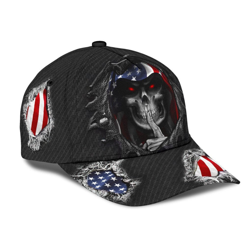 Adeenyc Skull Us Flag Jean Torn Classic Cap Trucker Hats Custom Hats Gifts For Men & Women
