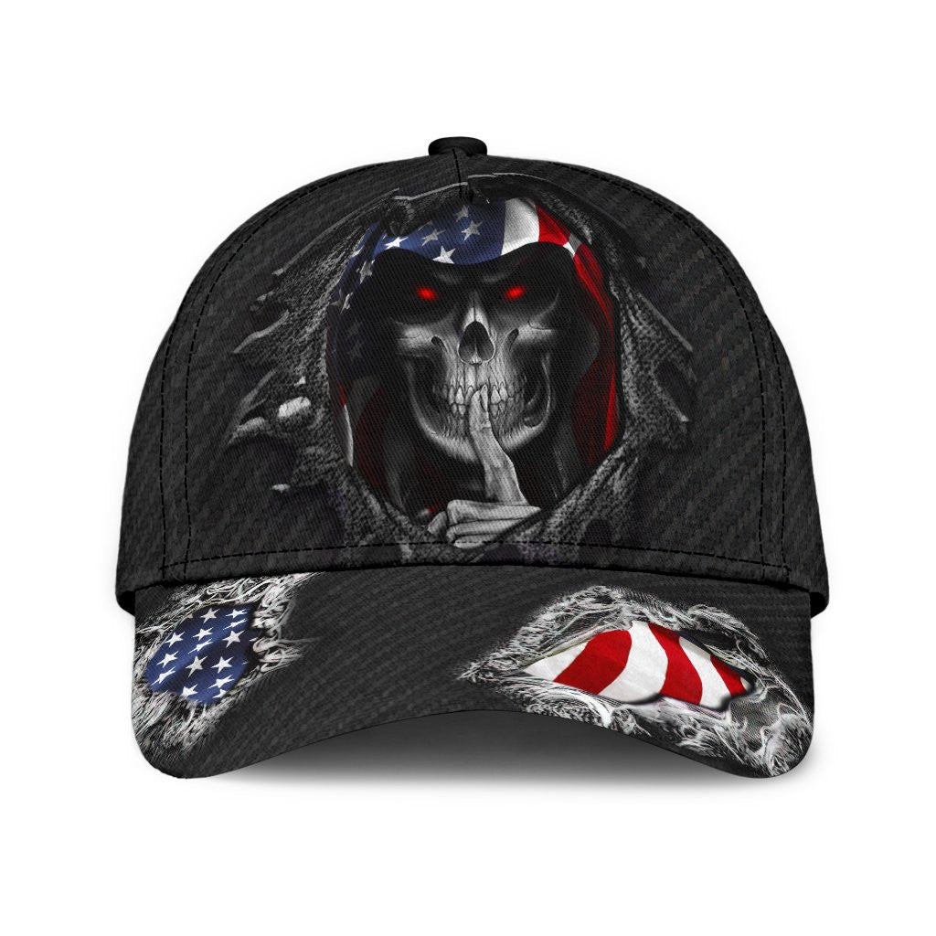 Adeenyc Skull Us Flag Jean Torn Classic Cap Trucker Hats Custom Hats Gifts For Men & Women