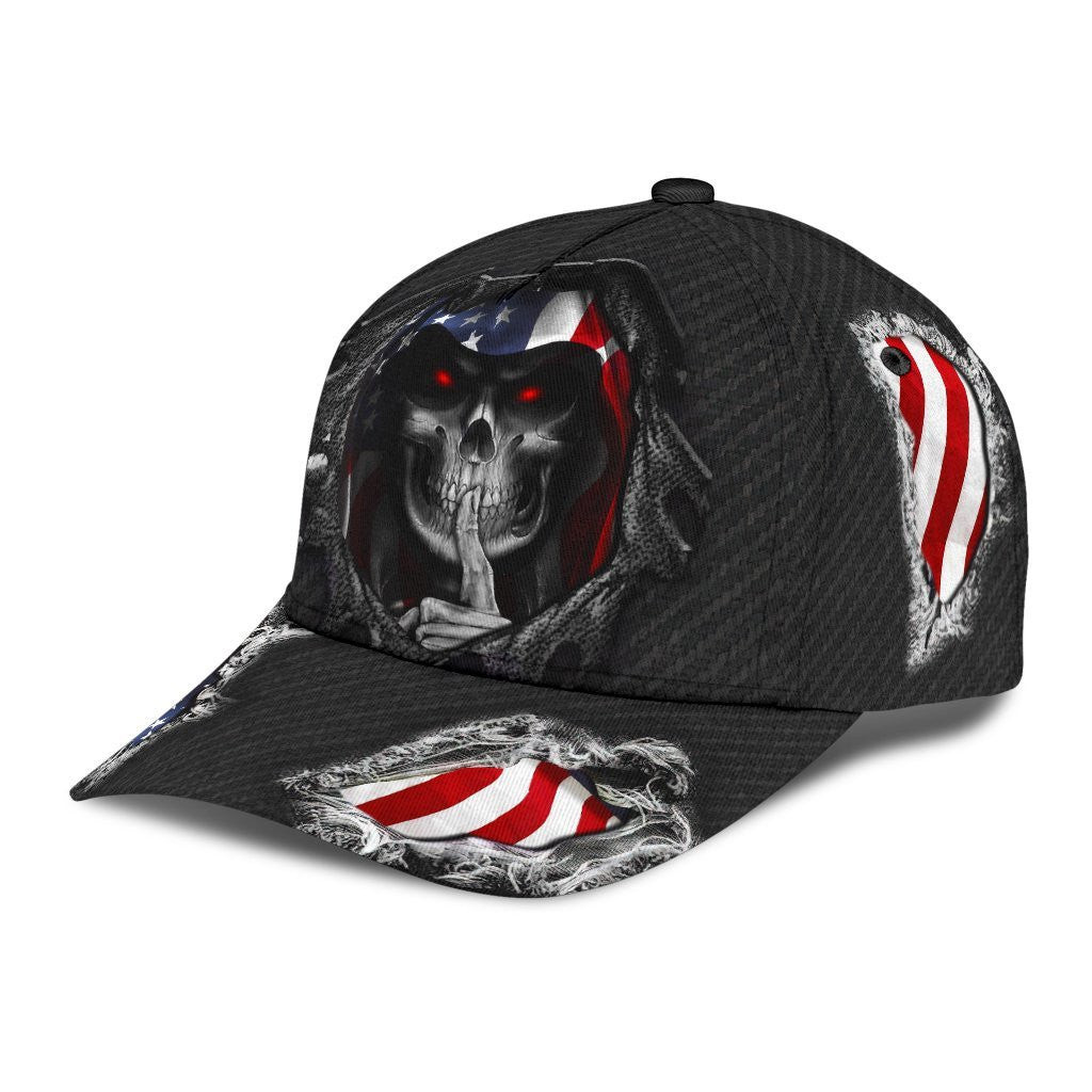 Adeenyc Skull Us Flag Jean Torn Classic Cap Trucker Hats Custom Hats Gifts For Men & Women