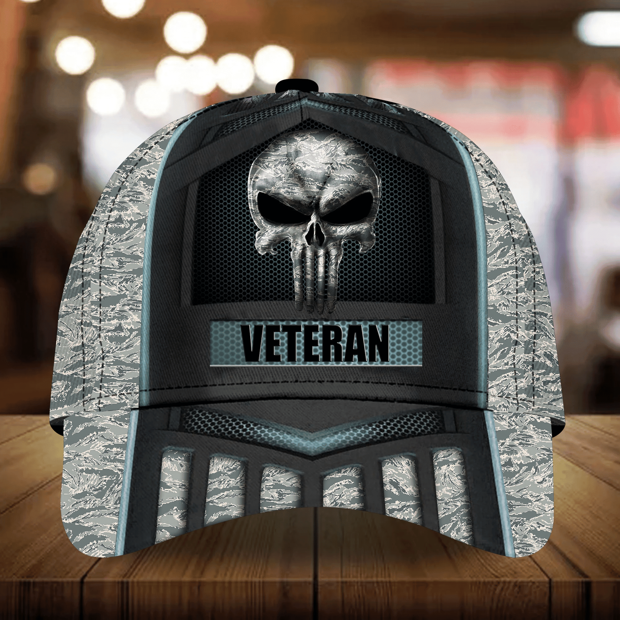 Adeenyc Skull Veteran Cap 3D Camo Personalized All Over Print Trucker Hats Custom Hats Gifts For Men & Women