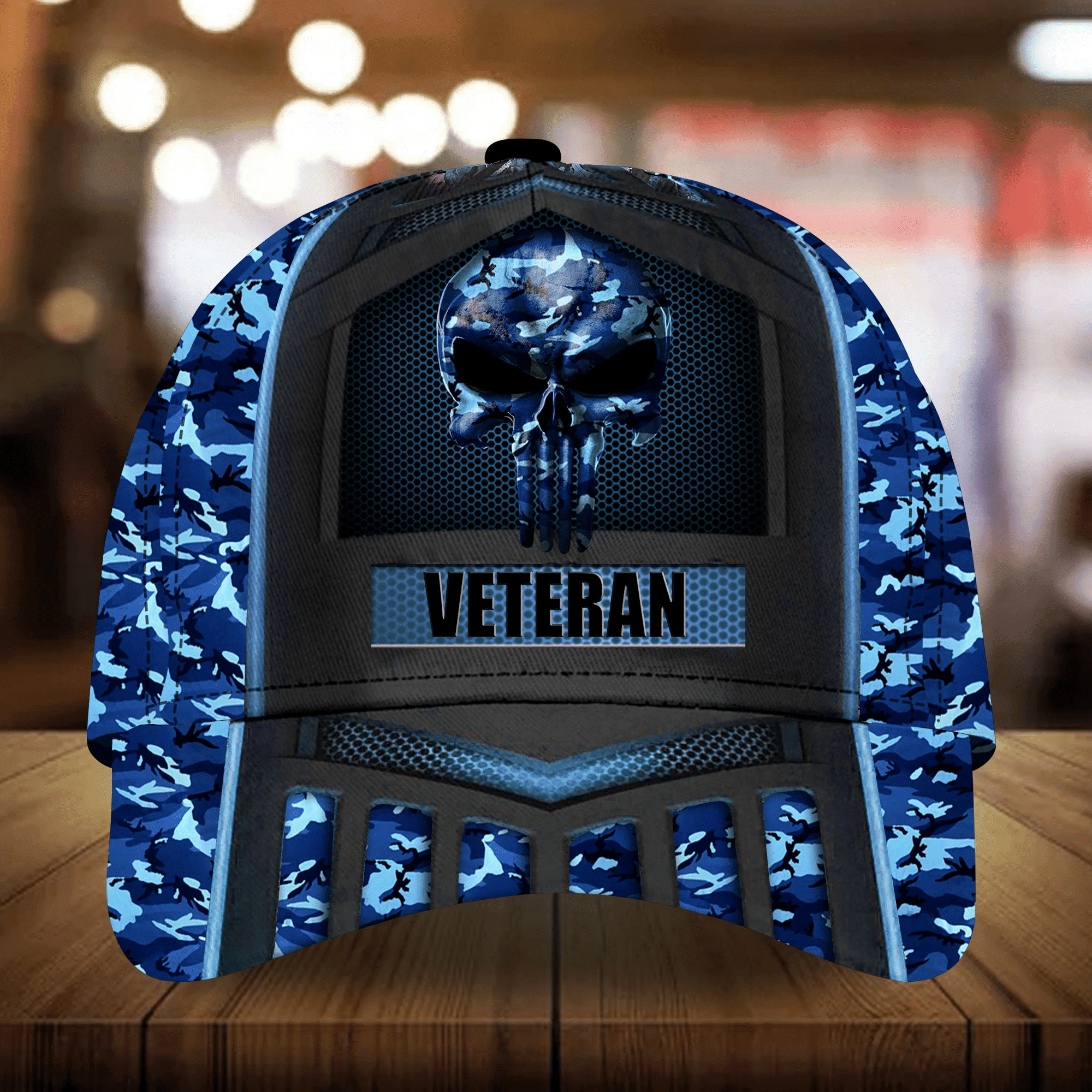 Adeenyc Skull Veteran Cap 3D Camo Personalized All Over Print Trucker Hats Custom Hats Gifts For Men & Women