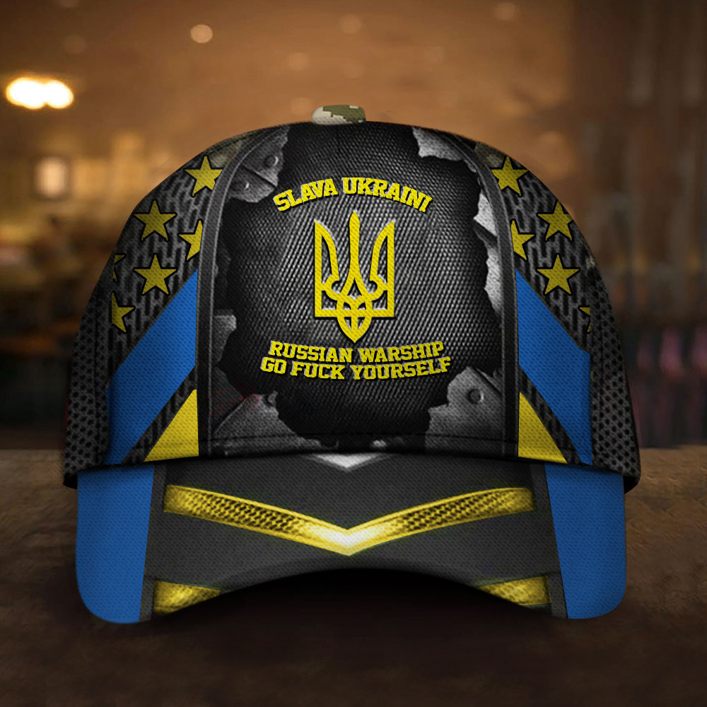 Adeenyc Slava Ukraini Russian Warship Go Fuck Yourself Hat Stand With Ukraine Ukrainian Trident Merch Trucker Hats Custom Hats Gifts For Men & Women