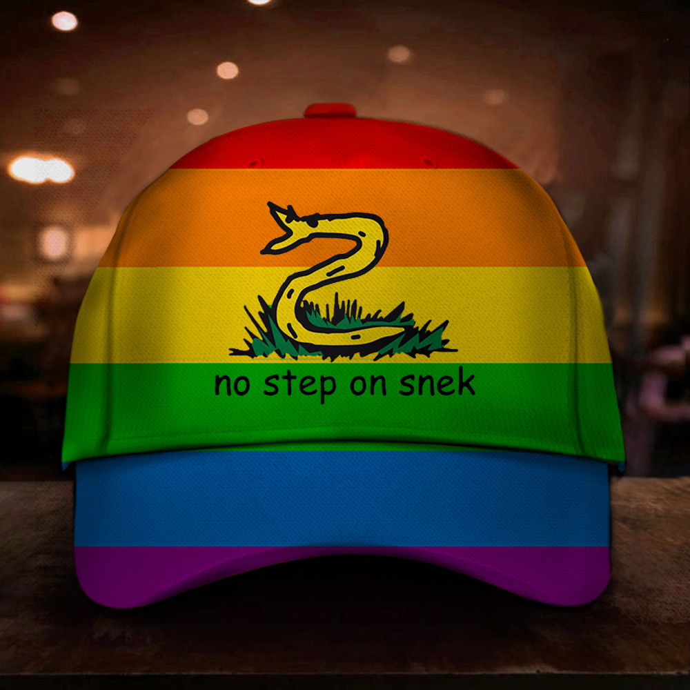 Adeenyc Snake No Step On Snek LGBT Flag Hat LGBT Pride Don't Tread On Me Merch Trucker Hats Custom Hats Gifts For Men & Women