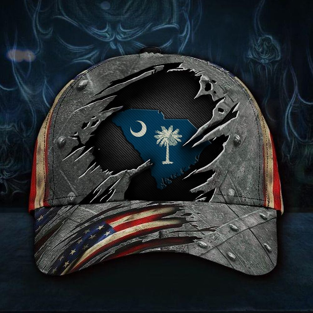 Adeenyc South Carolina Flag With American Flag Hat Classic Baseball Cap Gifts For Boyfriend Trucker Hats Custom Hats Gifts For Men & Women