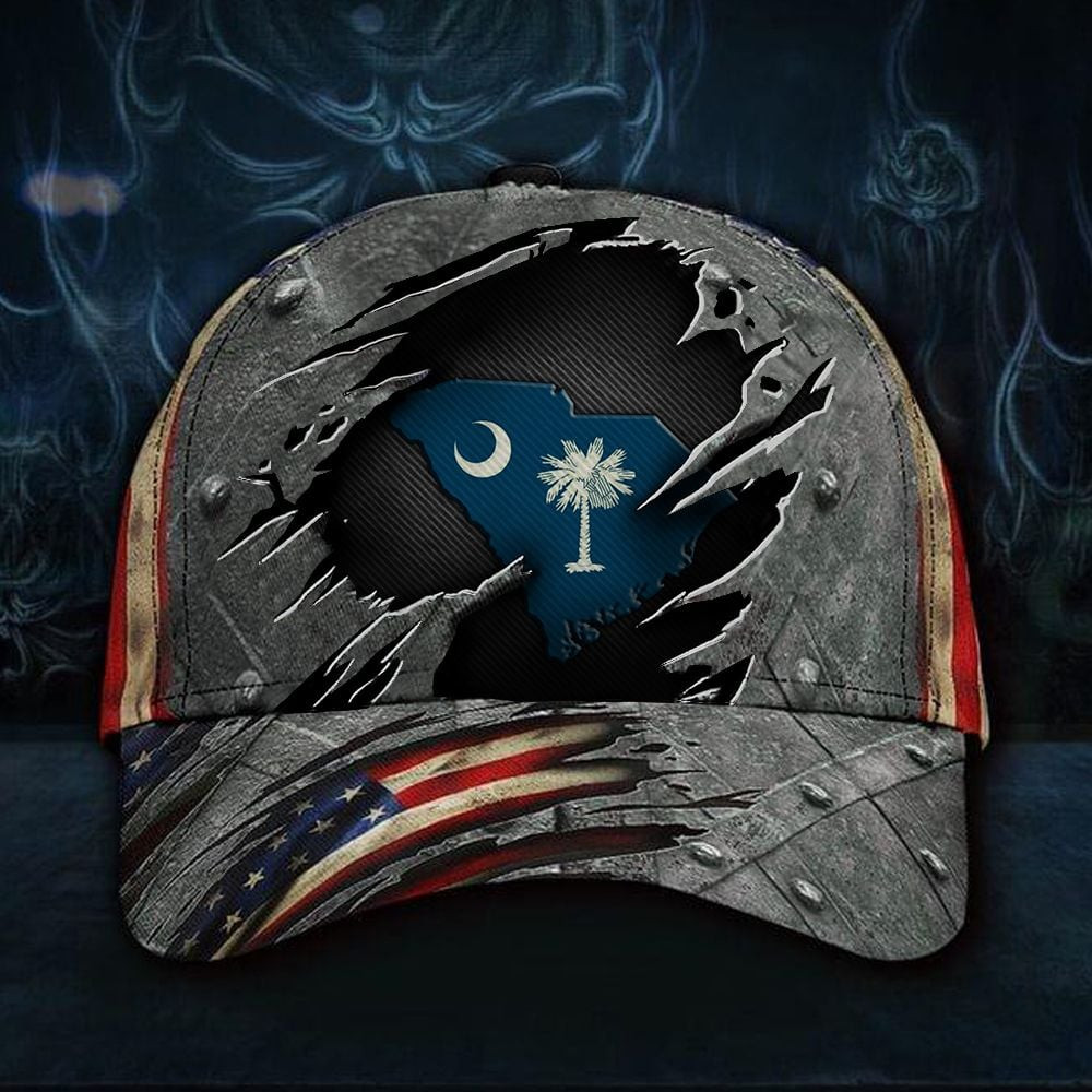 Adeenyc South Carolina Flag With American Flag Hat Classic Baseball Classic Cap Gifts For Boyfriend Trucker Hats Custom Hats Gifts For Men & Women