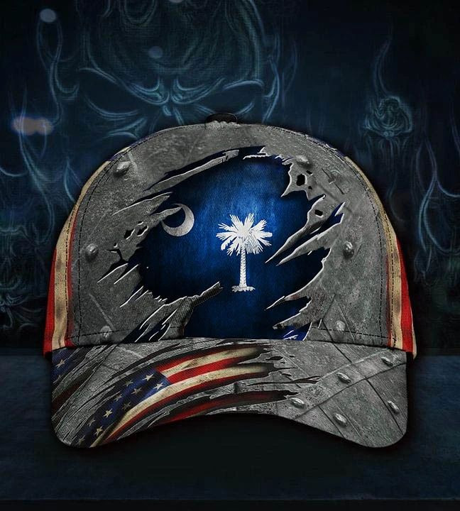 Adeenyc South Carolina State Flag Hat 3D Printed American Flag Vintage Sc Hat South Carolina Cap Mens Trucker Hats Custom Hats Gifts For Men & Women