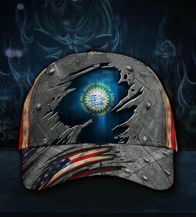 Adeenyc South Dakota State Flag Hat 3D Printed American Flag Cap State Patriotic Fathers Day Gift 2 Classic Cap Trucker Hats Custom Hats Gifts For Men & Women