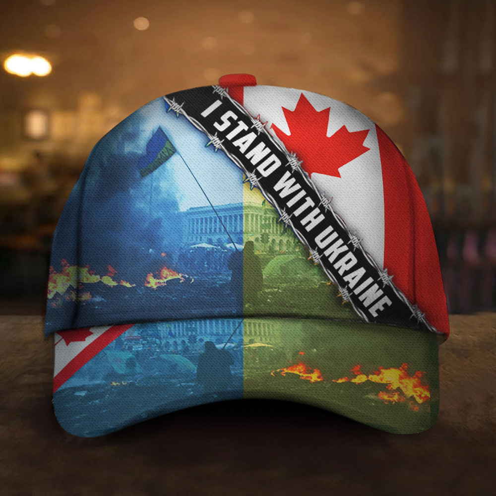 Adeenyc Stand With Ukraine Canada Flag Hat Stop Ukraine War Ukrainian Merch For Canadian Trucker Hats Custom Hats Gifts For Men & Women