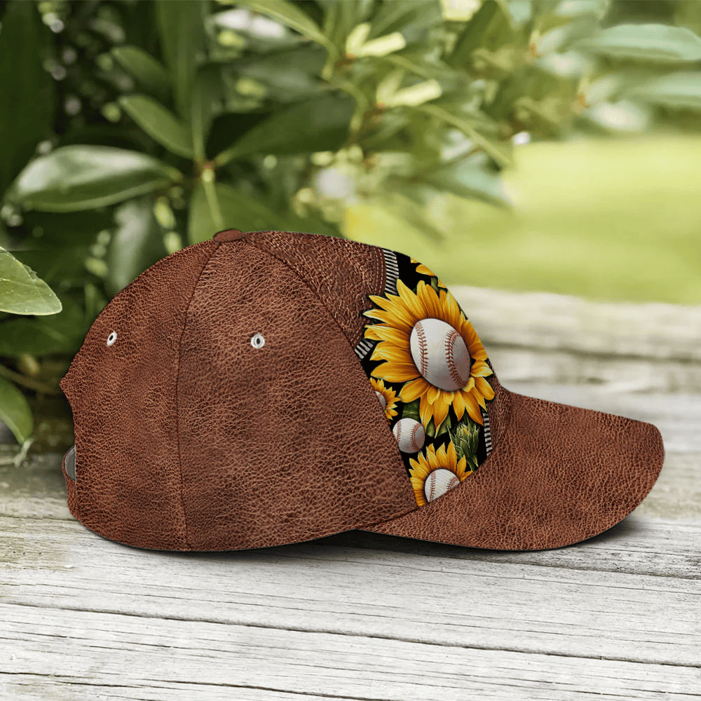 Adeenyc Sunflower Baseball Mom Leather Style Baseball Cap Trucker Hats Custom Hats Gifts For Men & Women