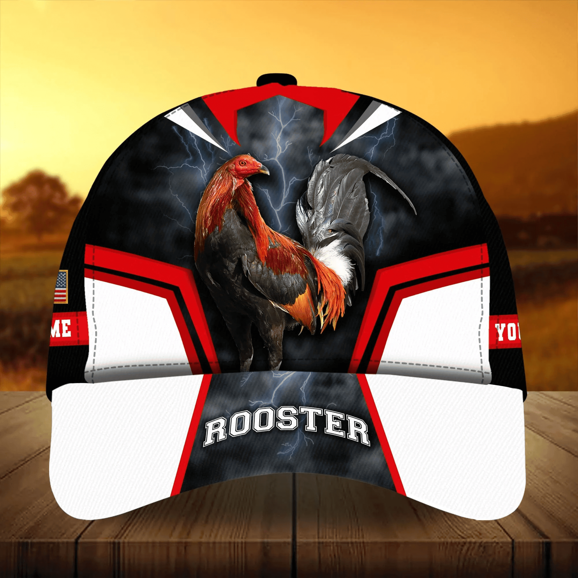 Adeenyc Super Cool Rooster 3D Cap Multicolor Personalized Name For Rooster Lover Baseball Cap Hat Trucker Hats Custom Hats Gifts For Men & Women