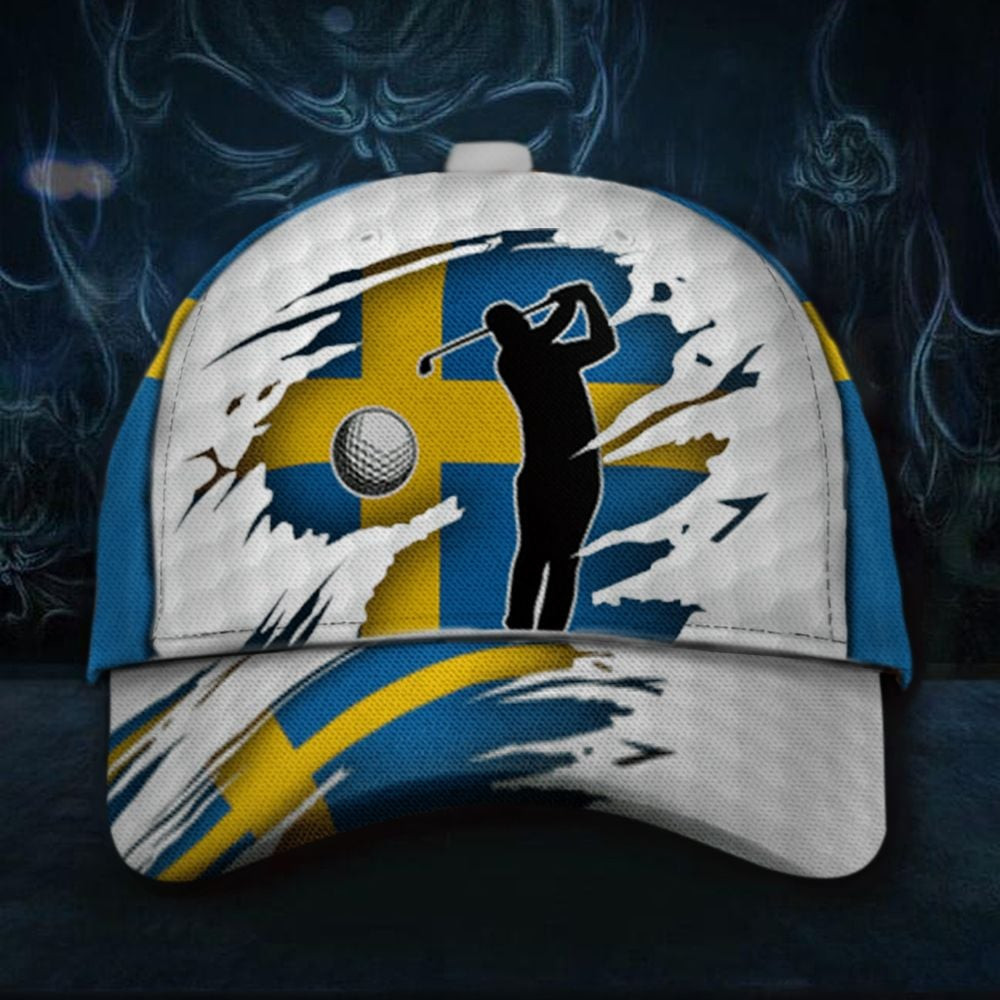 Adeenyc Sweden Flag Golf Hat Designer Baseball Classic Caps Gifts For Golf Lovers Trucker Hats Custom Hats Gifts For Men & Women