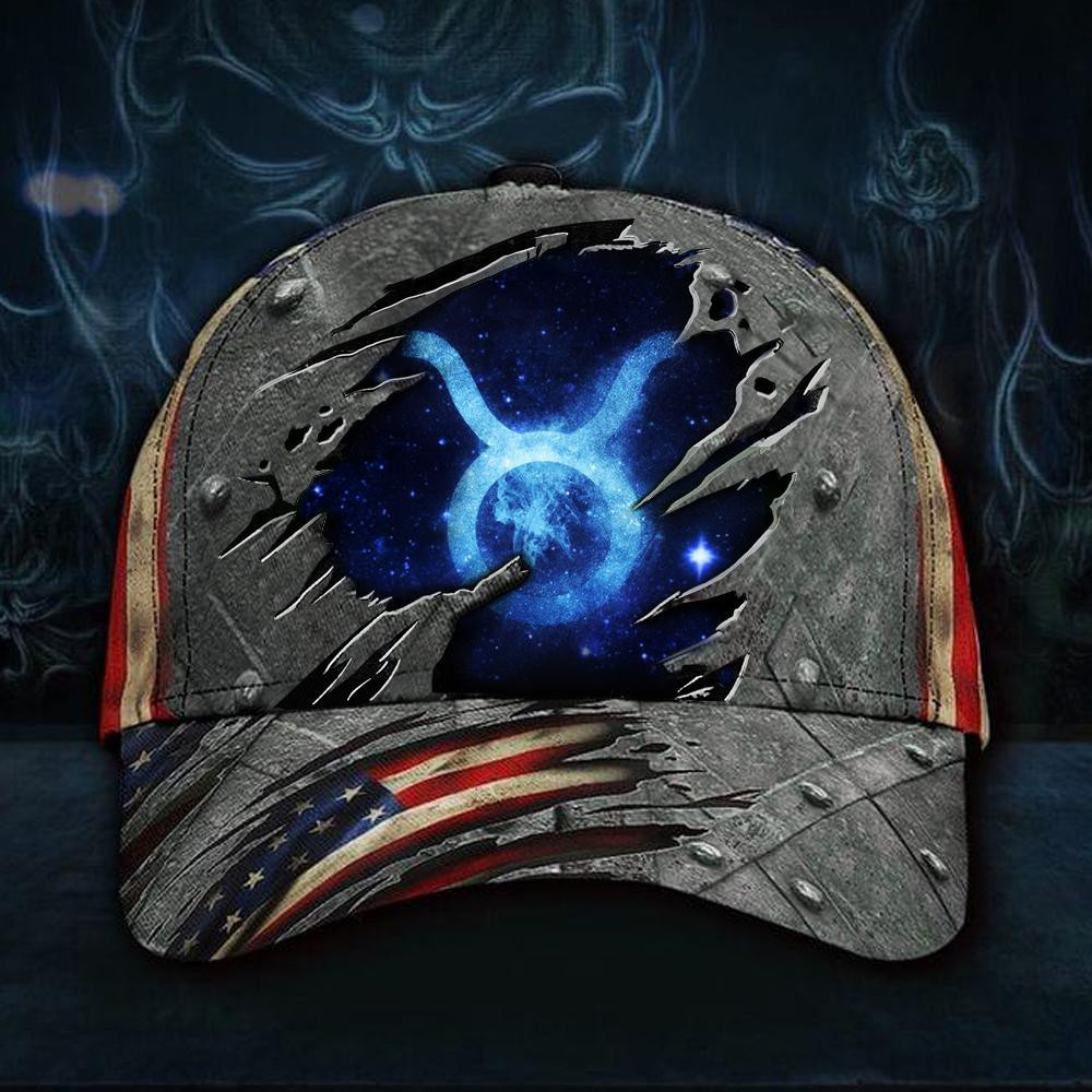 Adeenyc Taurus Bull Hat 3D Print Vintage American Flag Cap Birthday Gift For Taurus Man Classic Cap Trucker Hats Custom Hats Gifts For Men & Women