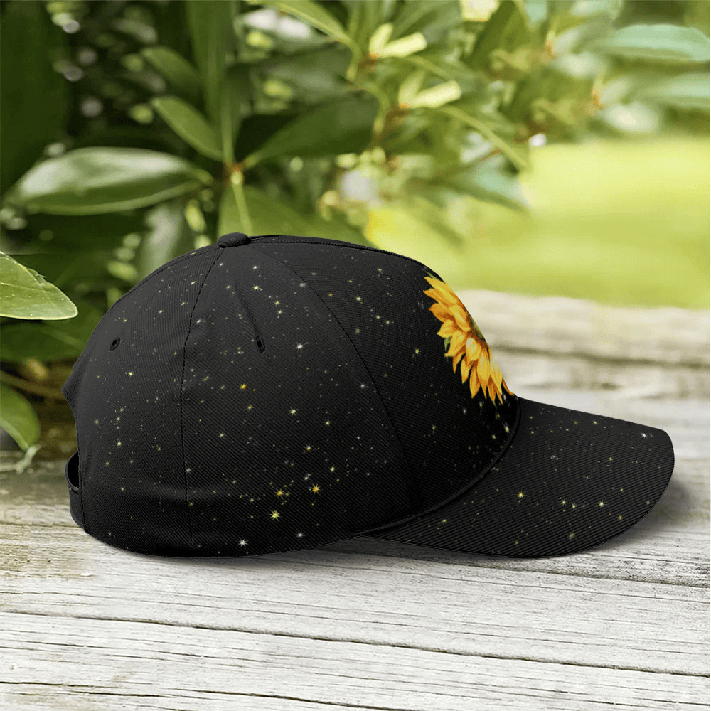 Adeenyc Taurus Girl Sunflower Glitter Black Baseball Cap Trucker Hats Custom Hats Gifts For Men & Women