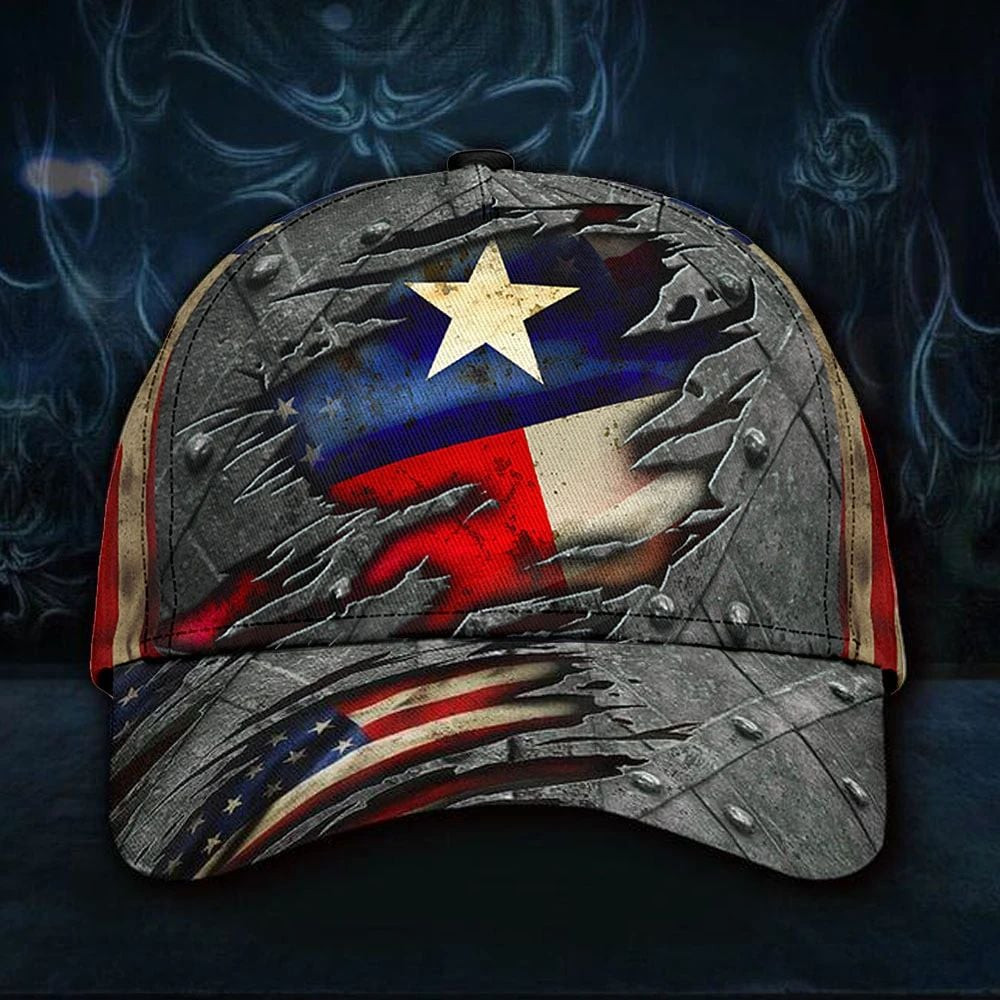 Adeenyc Texas Flag 3D Printed American Flag Vintage Old Retro Patriotic State Of Texas Classic Cap For Men Trucker Hats Custom Hats Gifts For Men & Women