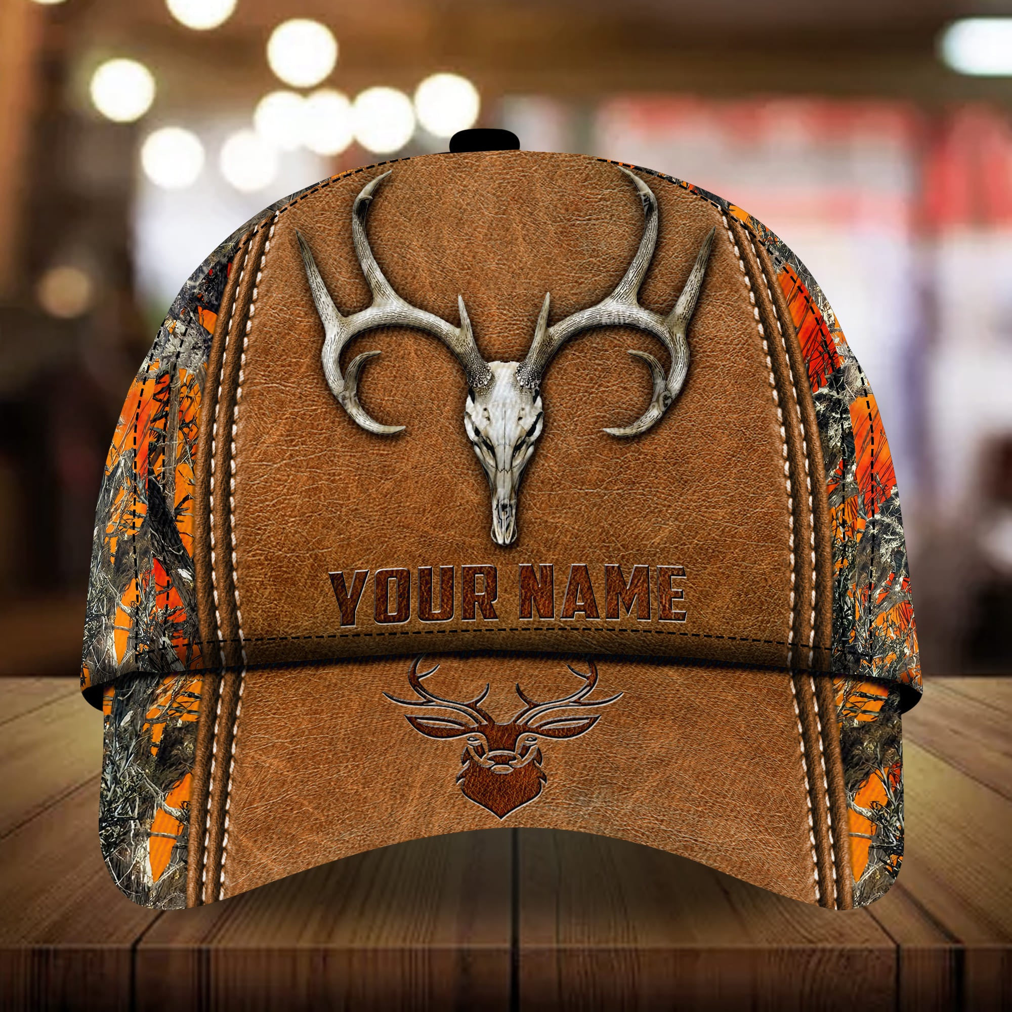Adeenyc - The Best Deer Hunting Cap 3D Leather Camo Personalized Name Custom Name Trucker Hats Custom Hats Gifts For Men & Women