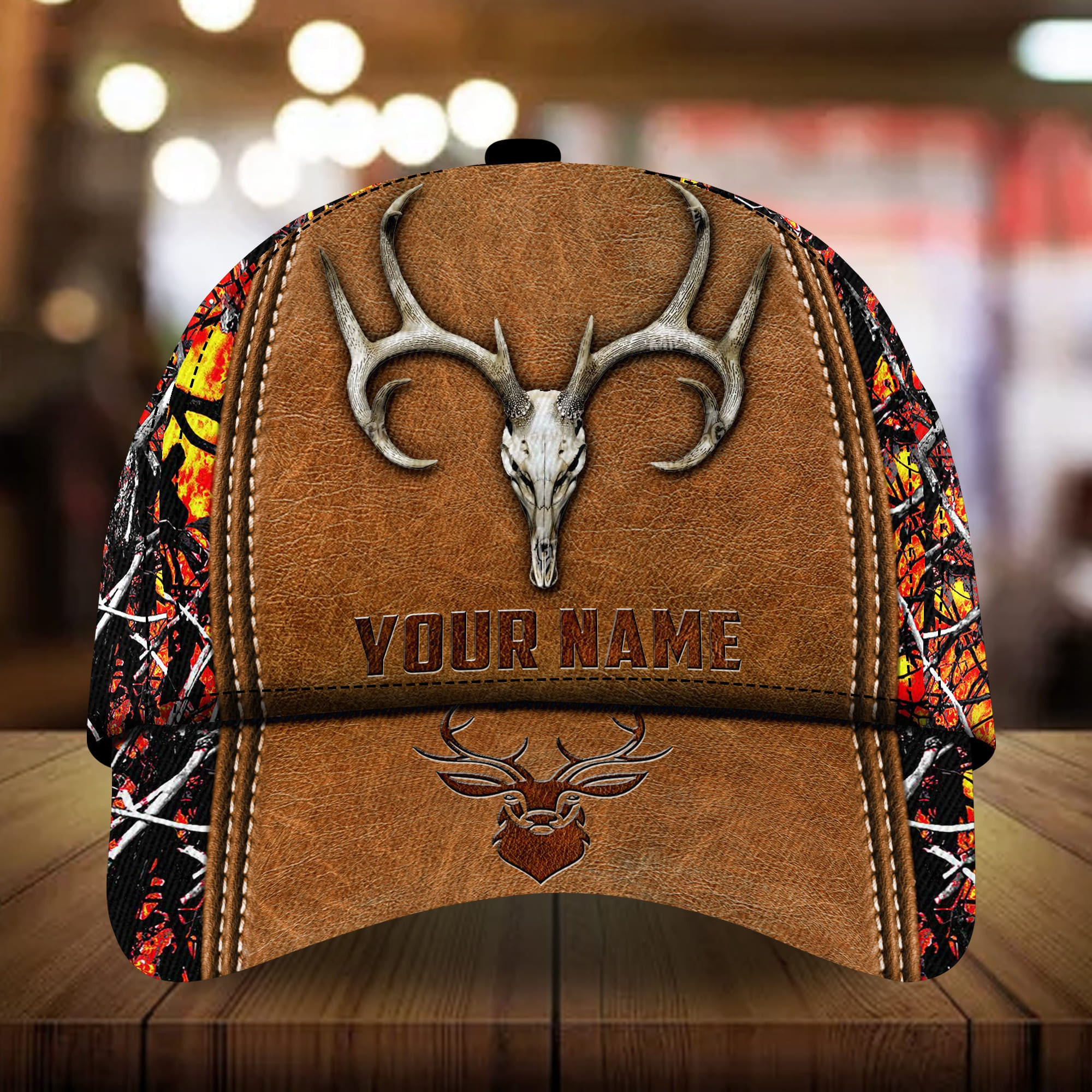 Adeenyc - The Best Deer Hunting Cap 3D Leather Camo Personalized Name Custom Name Trucker Hats Custom Hats Gifts For Men & Women