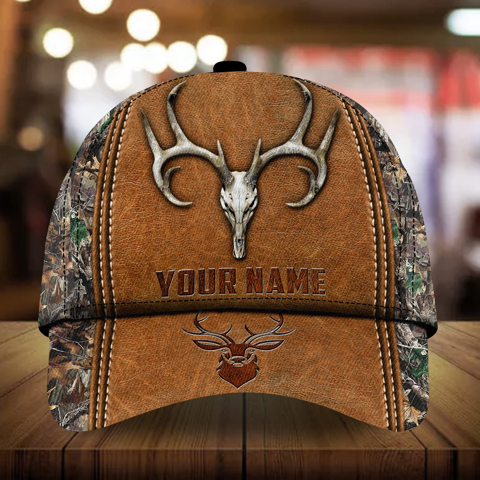Adeenyc - The Best Deer Hunting Cap 3D Leather Camo Personalized Name Custom Name Trucker Hats Custom Hats Gifts For Men & Women