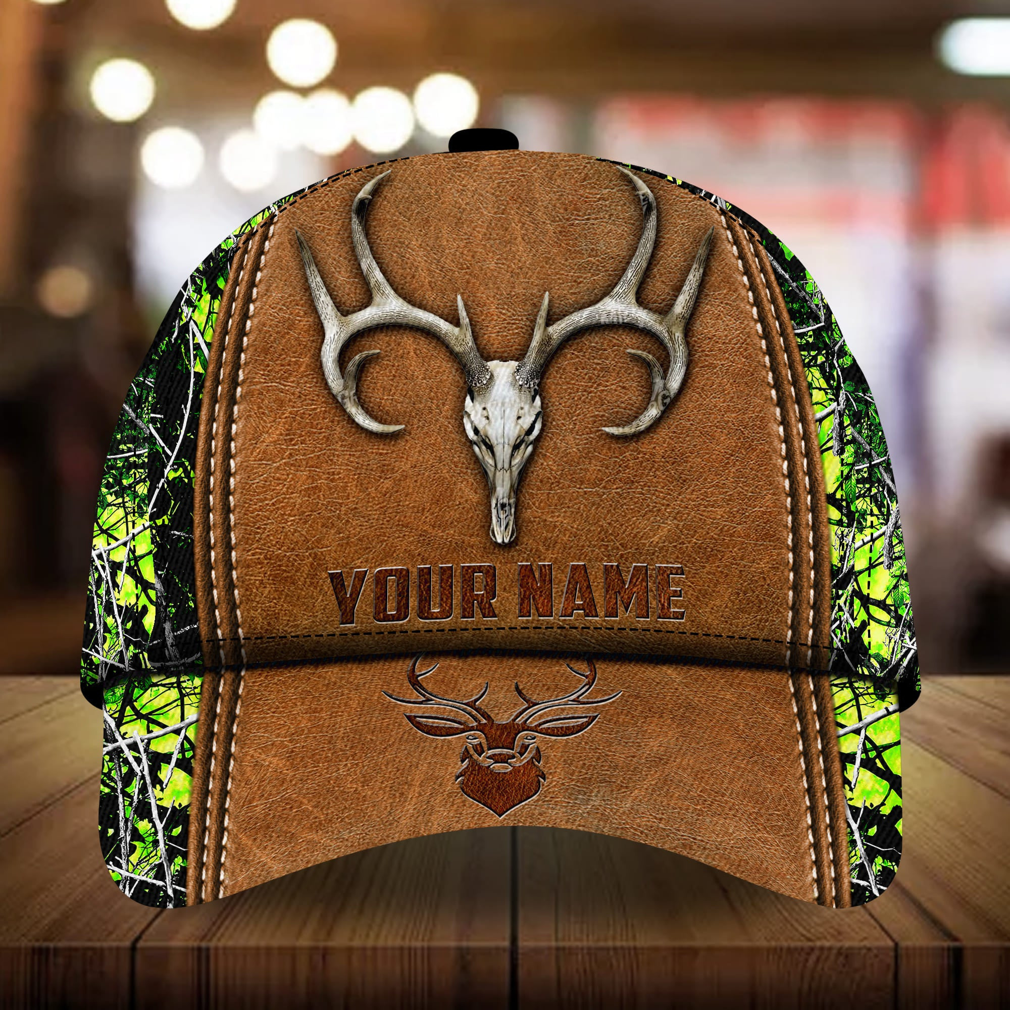 Adeenyc - The Best Deer Hunting Cap 3D Leather Camo Personalized Name Custom Name Trucker Hats Custom Hats Gifts For Men & Women