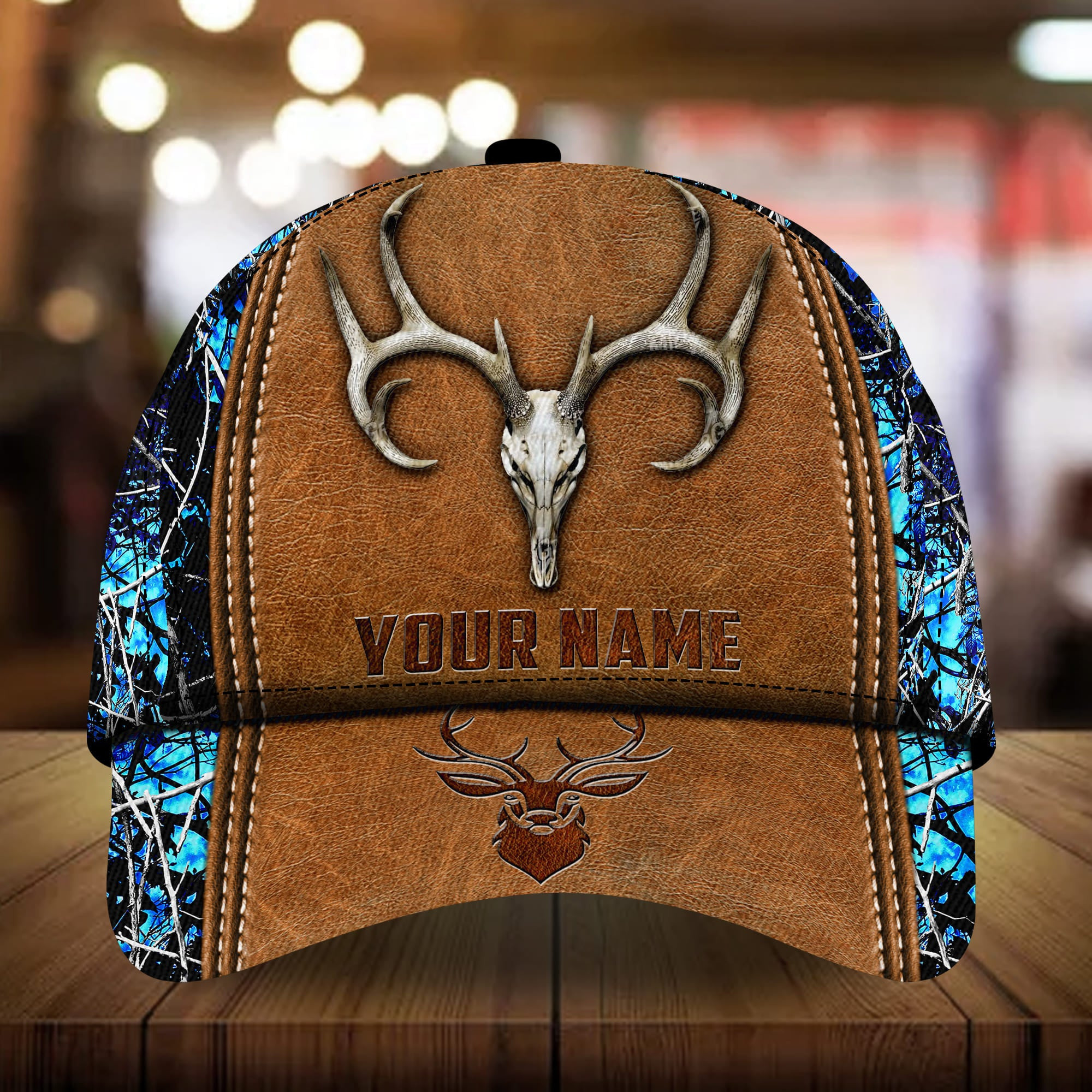 Adeenyc - The Best Deer Hunting Cap 3D Leather Camo Personalized Name Custom Name Trucker Hats Custom Hats Gifts For Men & Women