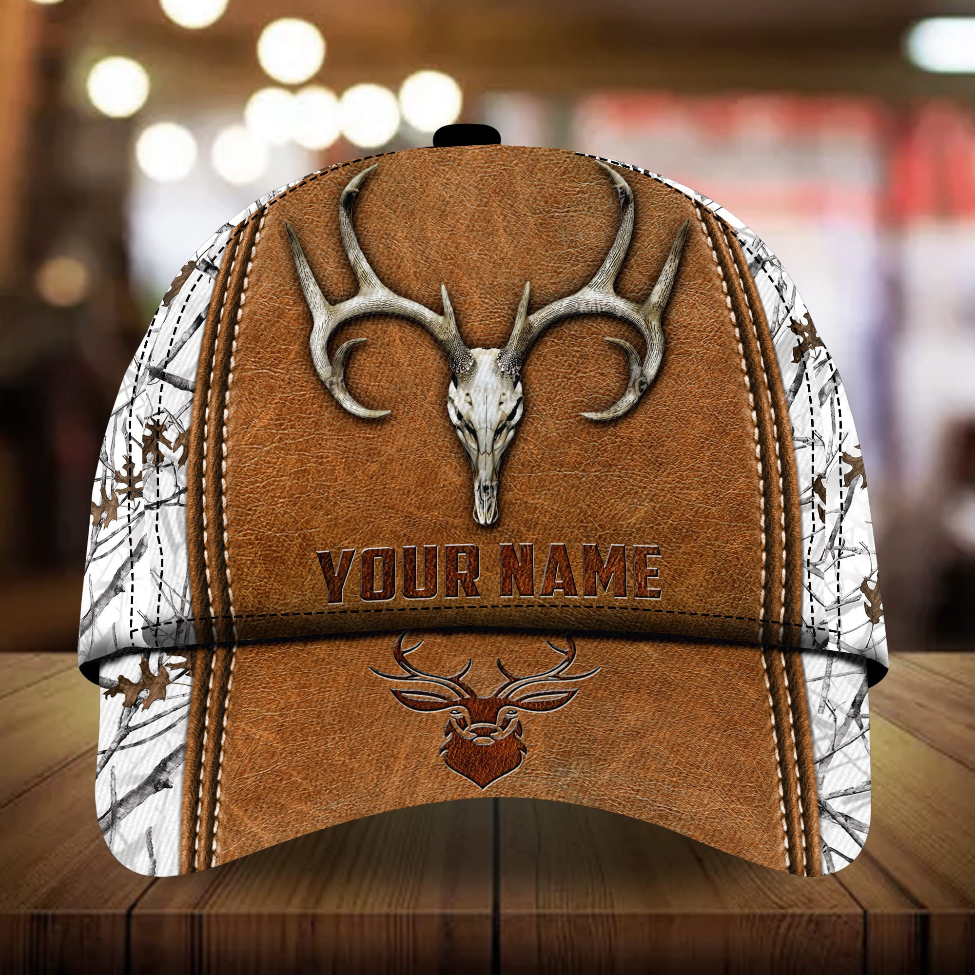 Adeenyc - The Best Deer Hunting Cap 3D Leather Camo Personalized Name Custom Name Trucker Hats Custom Hats Gifts For Men & Women