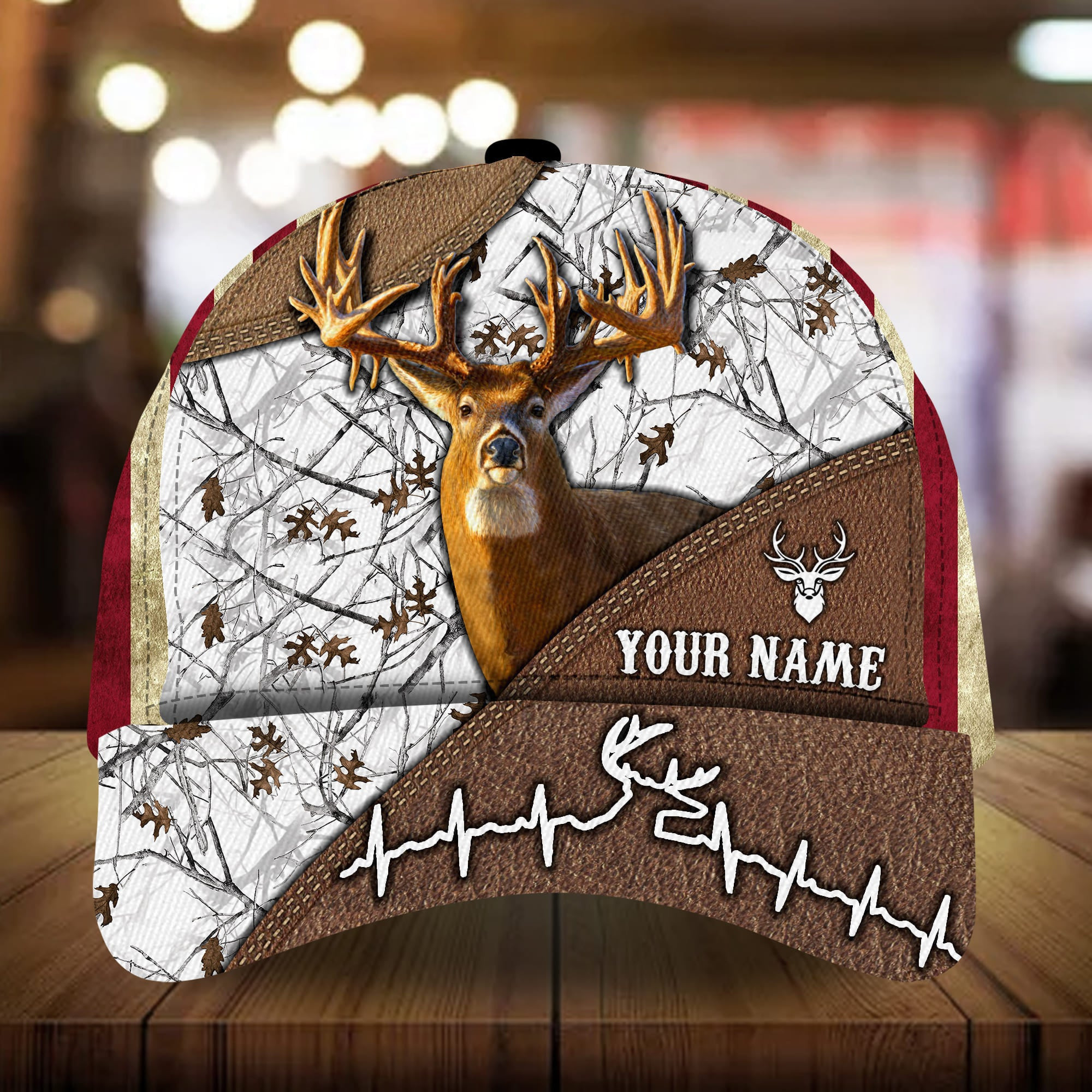 Adeenyc - The Perfect Heart Beat Deer Hunting Caps 3D Multicolored Personalized Name Custom Name Trucker Hats Custom Hats Gifts For Men & Women