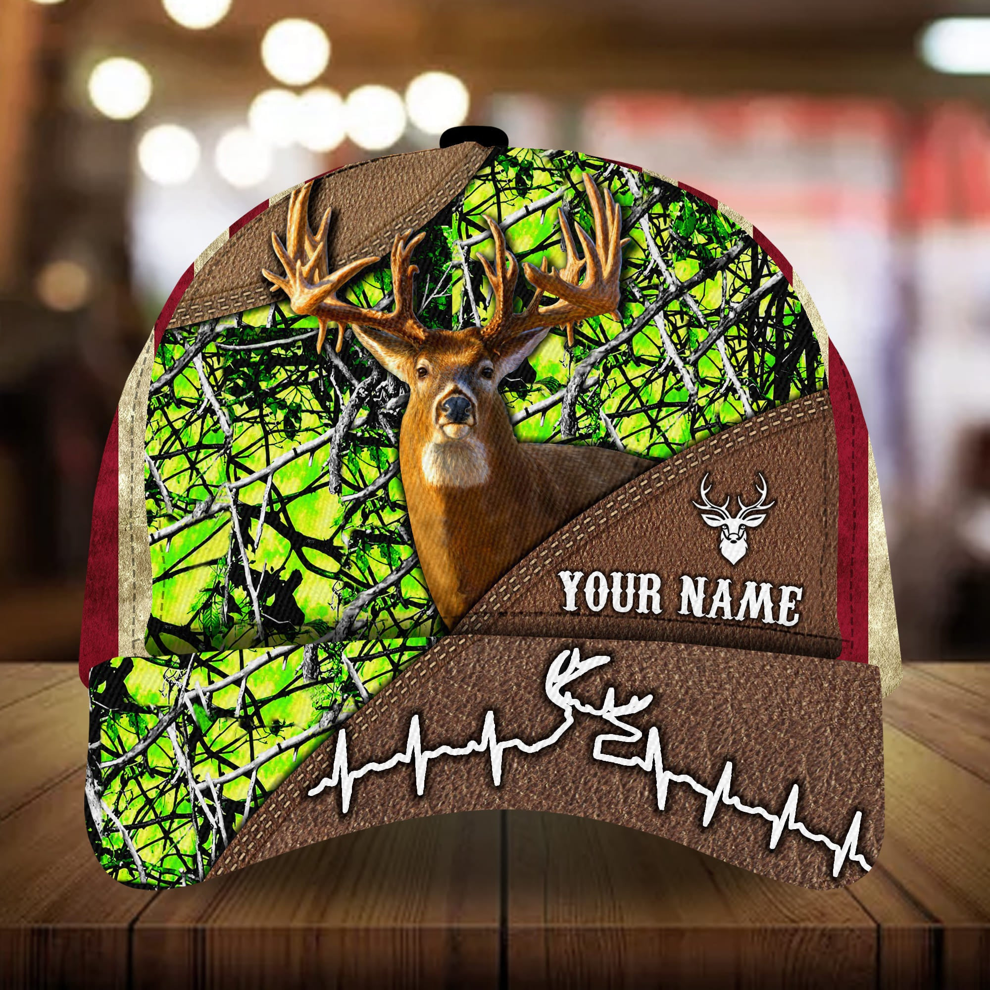 Adeenyc - The Perfect Heart Beat Deer Hunting Caps 3D Multicolored Personalized Name Custom Name Trucker Hats Custom Hats Gifts For Men & Women