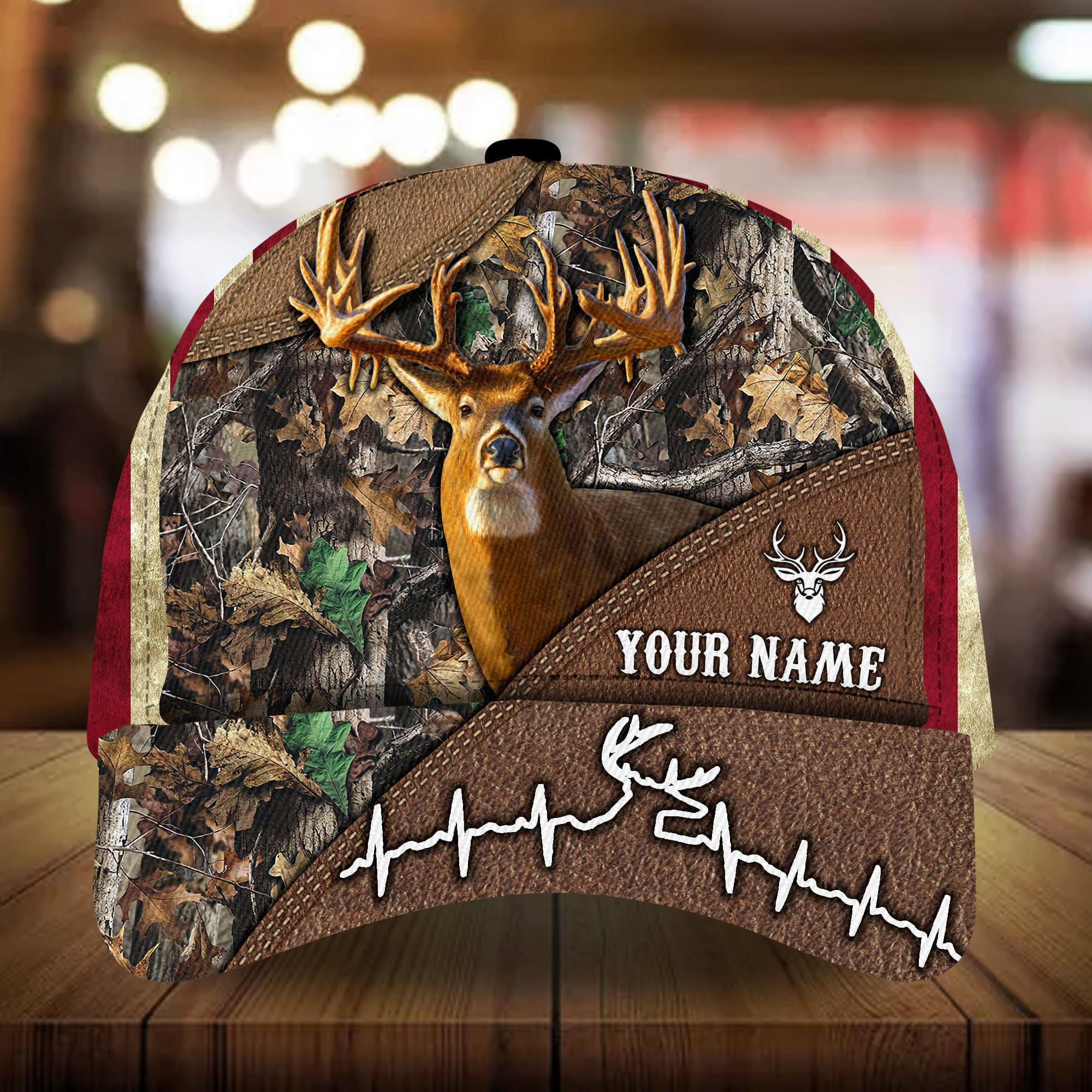 Adeenyc - The Perfect Heart Beat Deer Hunting Caps 3D Multicolored Personalized Name Custom Name Trucker Hats Custom Hats Gifts For Men & Women