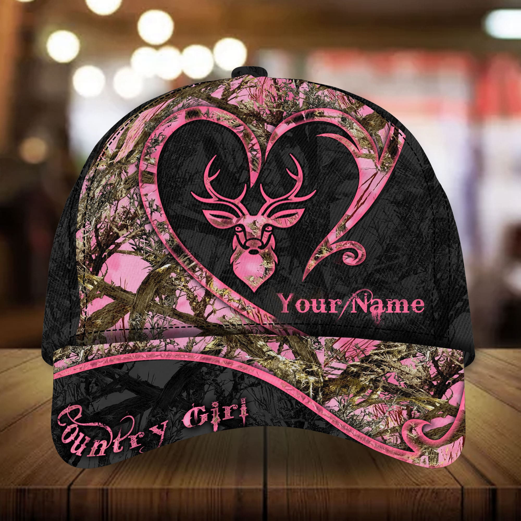 Adeenyc - The Unique Deer Country Girl Hats 3D Multicolored Cotton Personalized Name Custom Name Trucker Hats Custom Hats Gifts For Men & Women