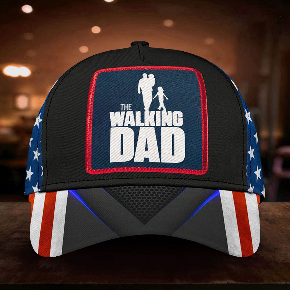 Adeenyc The Walking Dad American Flag Cap Father's Day Hat 2023 Gift For Daddy Trucker Hats Custom Hats Gifts For Men & Women