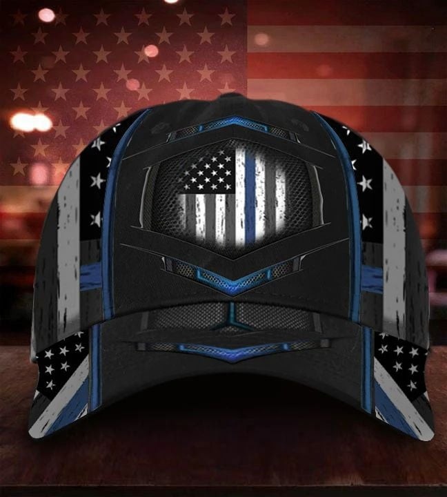 Adeenyc Thin Blue Line American Flag Hat Supporting Officers Classic Cap Gift For Boyfriend Police Gift Trucker Hats Custom Hats Gifts For Men & Women