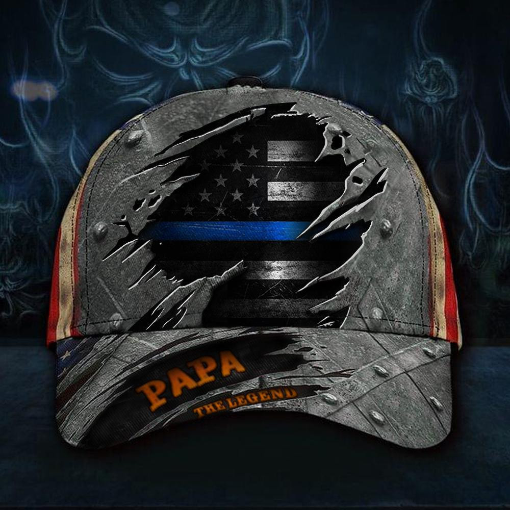 Adeenyc Thin Blue Line Hat 3D Papa The Legend USA Flag Cap Vintage Fathers Day Gift Ideas Classic Cap Trucker Hats Custom Hats Gifts For Men & Women