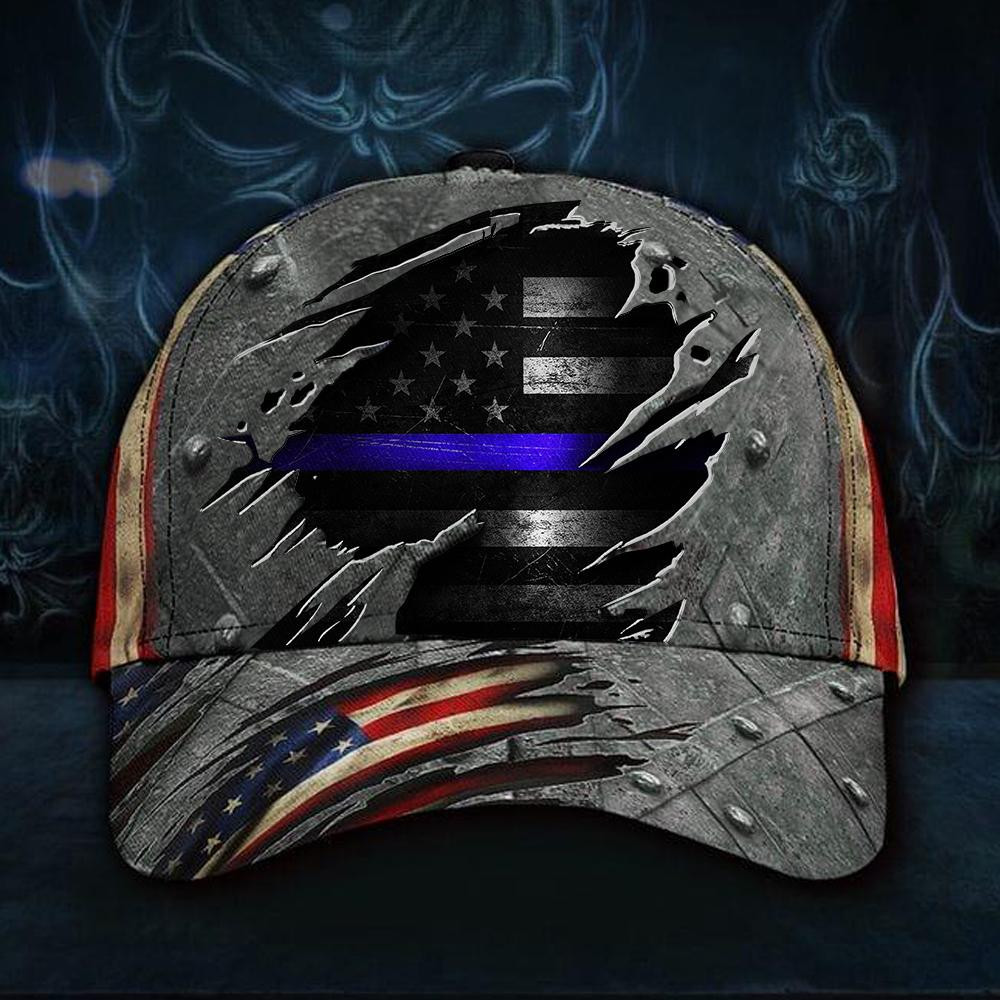 Adeenyc Thin Blue Line Hat 3D Print American Flag Vintage Hat Old Retro Support Our Law Enforcement 2 Classic Cap Trucker Hats Custom Hats Gifts For Men & Women