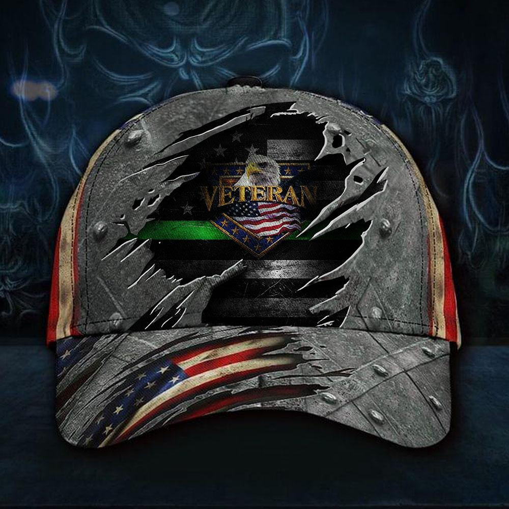 Adeenyc Thin Green Line American Flag 3D Hat Unique Military Cap For Patriots Veteran Gift For Men Classic Cap Trucker Hats Custom Hats Gifts For Men & Women