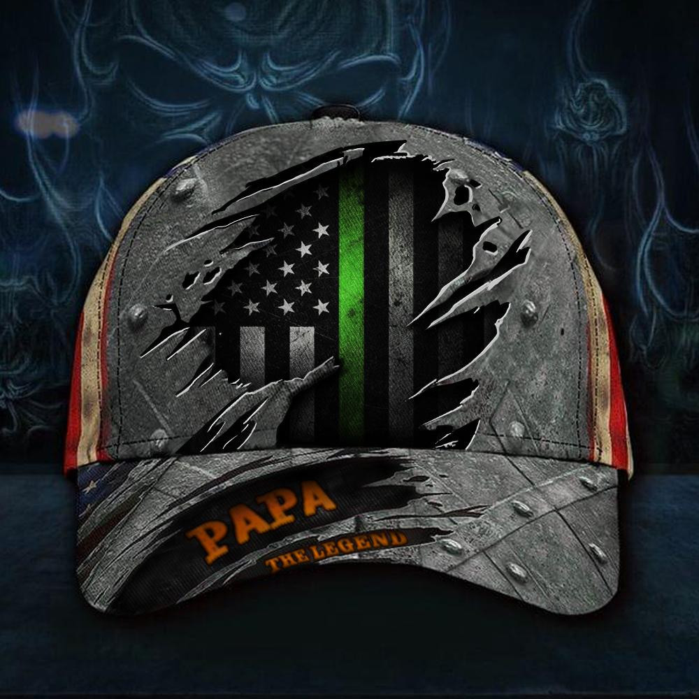 Adeenyc Thin Green Line Papa Legend 3D Hat USA Flag Cap Military Dad Fathers Day Gift Classic Cap Trucker Hats Custom Hats Gifts For Men & Women