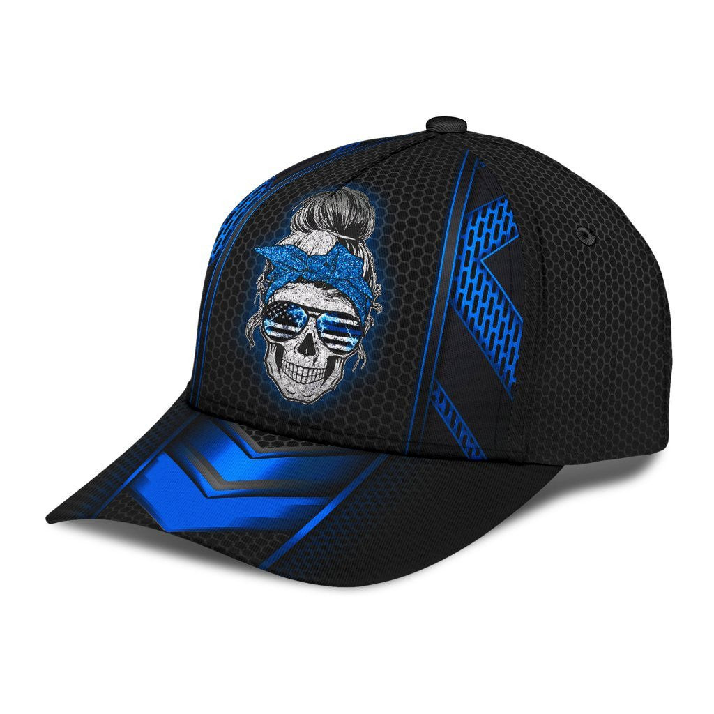 Adeenyc Thunder Blue Skull Classic Cap Trucker Hats Custom Hats Gifts For Men & Women