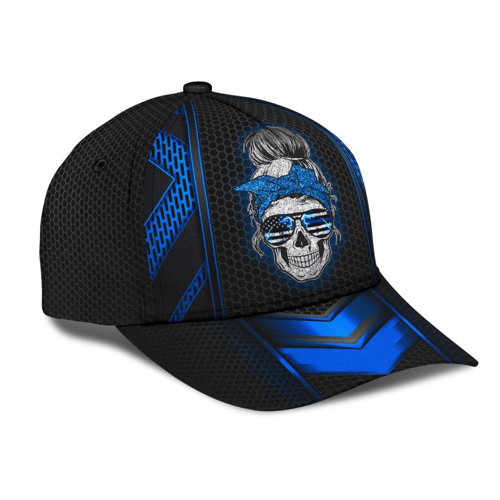 Adeenyc Thunder Blue Skull Classic Cap Trucker Hats Custom Hats Gifts For Men & Women