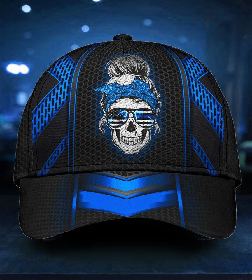 Adeenyc Thunder Blue Skull Classic Cap Trucker Hats Custom Hats Gifts For Men & Women