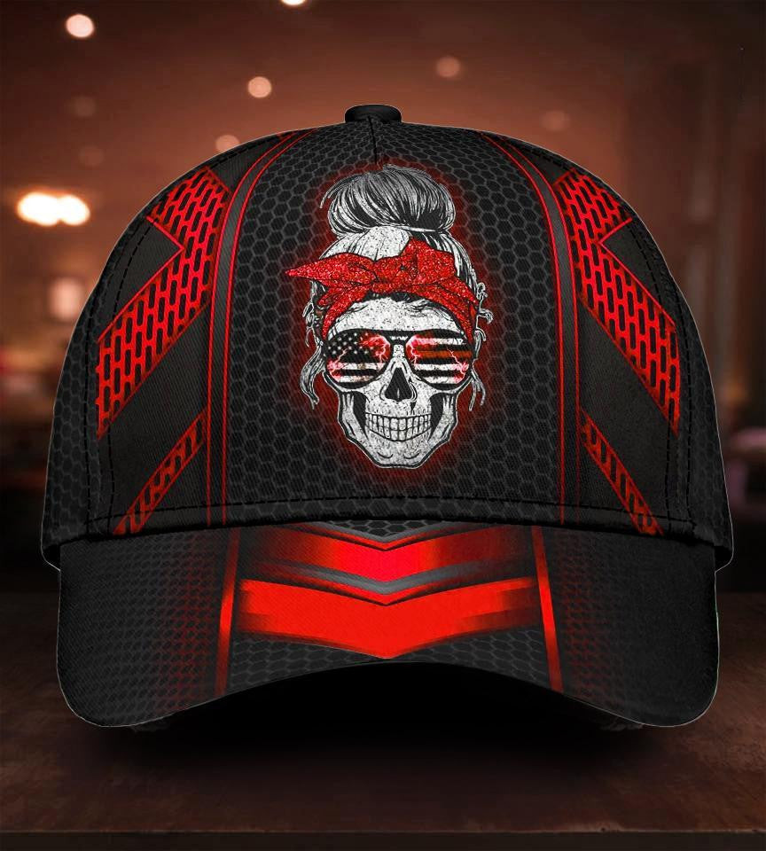 Adeenyc Thunder Red Skull Classic Cap Trucker Hats Custom Hats Gifts For Men & Women