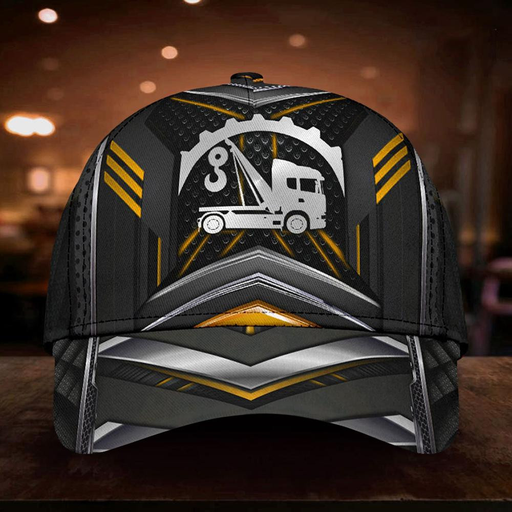 Adeenyc Tow Truck Thin Yellow Cap Honor Tow Truck Driver Operator Gift Ideas For Dad Husband BF Classic Cap Trucker Hats Custom Hats Gifts For Men & Women