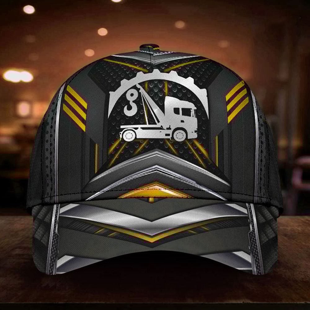 Adeenyc Tow Truck Thin Yellow Classic Cap Honor Tow Truck Driver Operator Gift Ideas For Dad Husband Trucker Hats Custom Hats Gifts For Men & Women