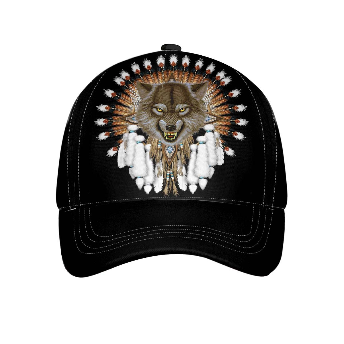 Adeenyc - Tribal Angry Wolf Classic Cap Baseball Hat, Unisex Wolf Baseball Cap, Wolf Themed Gifts Idea Trucker Hats Custom Hats Gifts For Men & Women