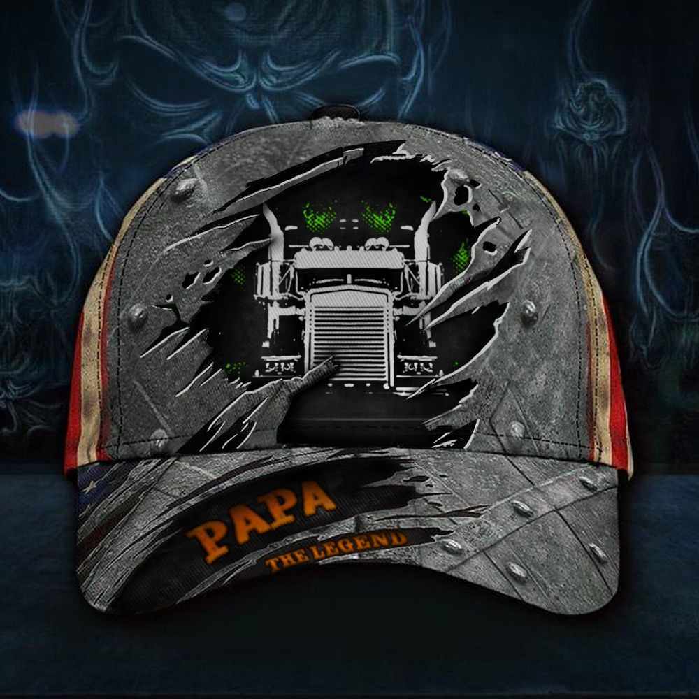 Adeenyc Trucker Papa Legend 3D Hat USA Flag Cap Father's Day Gift For Truck Drivers Dad Trucker Hats Custom Hats Gifts For Men & Women